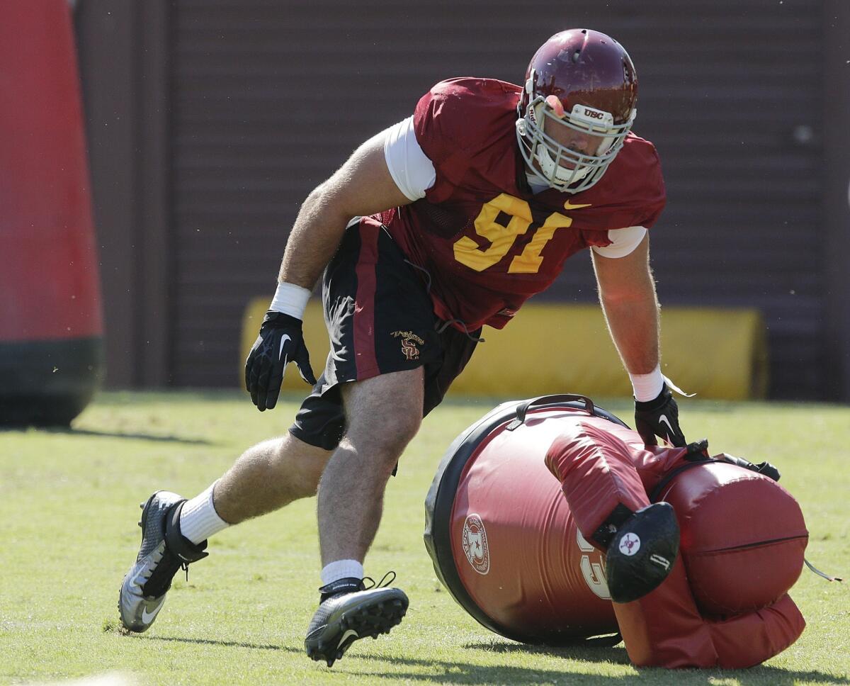 Morgan Breslin recorded 13 sacks at defensive end for the Trojans last year.