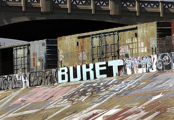 This is the alleged tagging of "Buket," or Cyrus Yazdani, who was charged this week on nearly three dozen felony counts of vandalism. Officials say the river was a favorite spot of his.