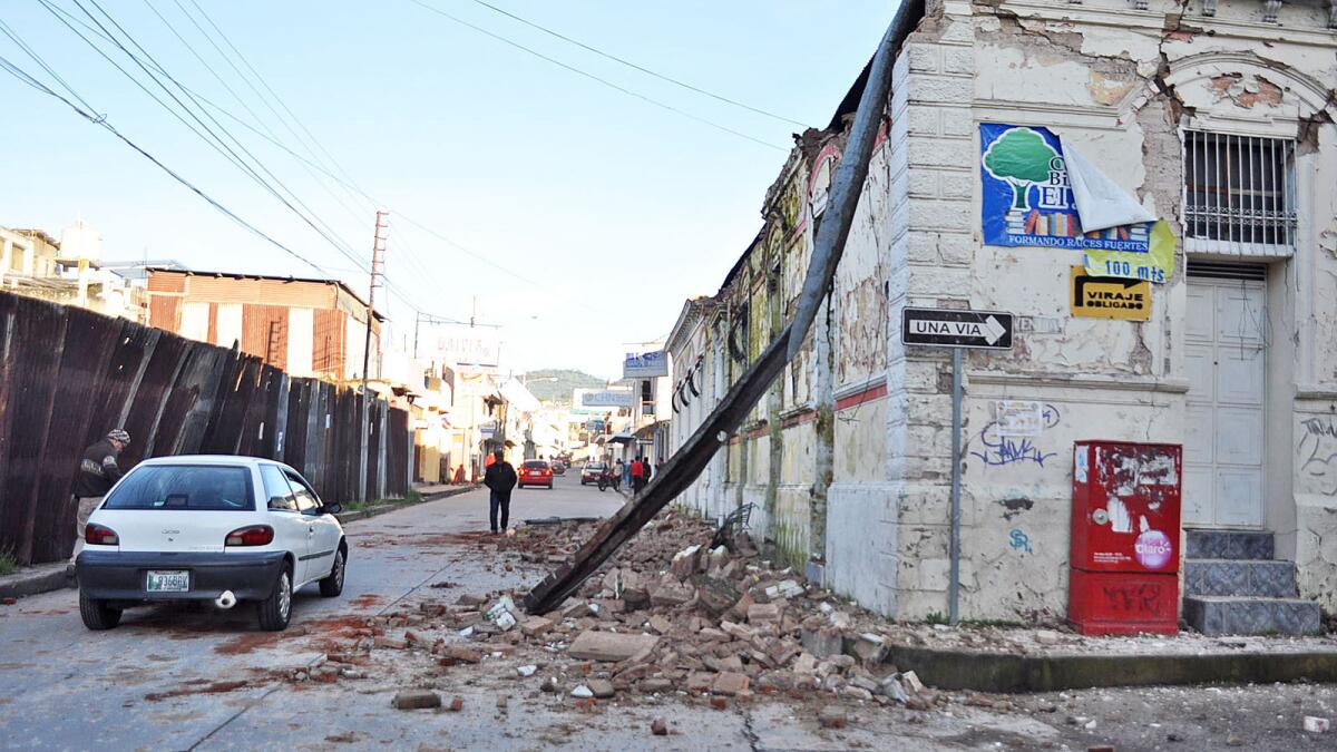 Earthquake damage in San Marcos in southwest Guatemala.