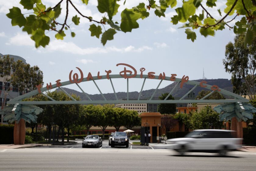 BURBANK CA: May 6, 2014 - The main gate of The Walt Disney Company's headquarters in Burbank. (Katie Falkenberg / Los Angeles Times)