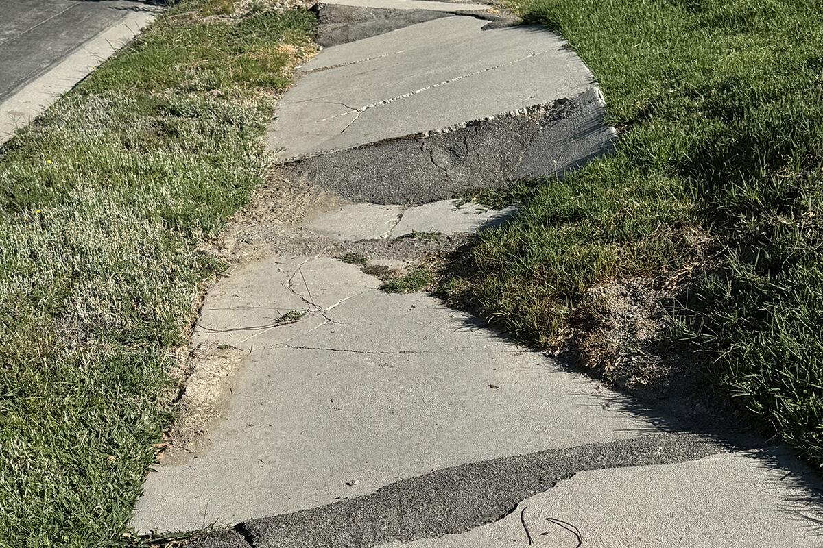 Bottom left: David Moles shared this image of a sidewalk lifted by an embankment in the 5700 block of Valerie Avenue in Woodland Hills.