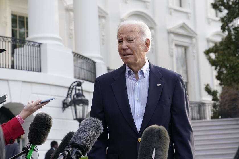 President Joe Biden talks with reporters on the South Lawn of the White House in Washington, Friday, March 31, 2023 before boarding Marine One. Biden is heading to Mississippi to survey damage from a recent tornado. (AP Photo/Susan Walsh)