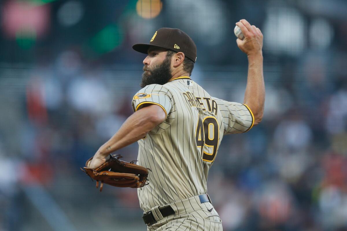 Jake Arrieta pitches against the San Francisco Giants 