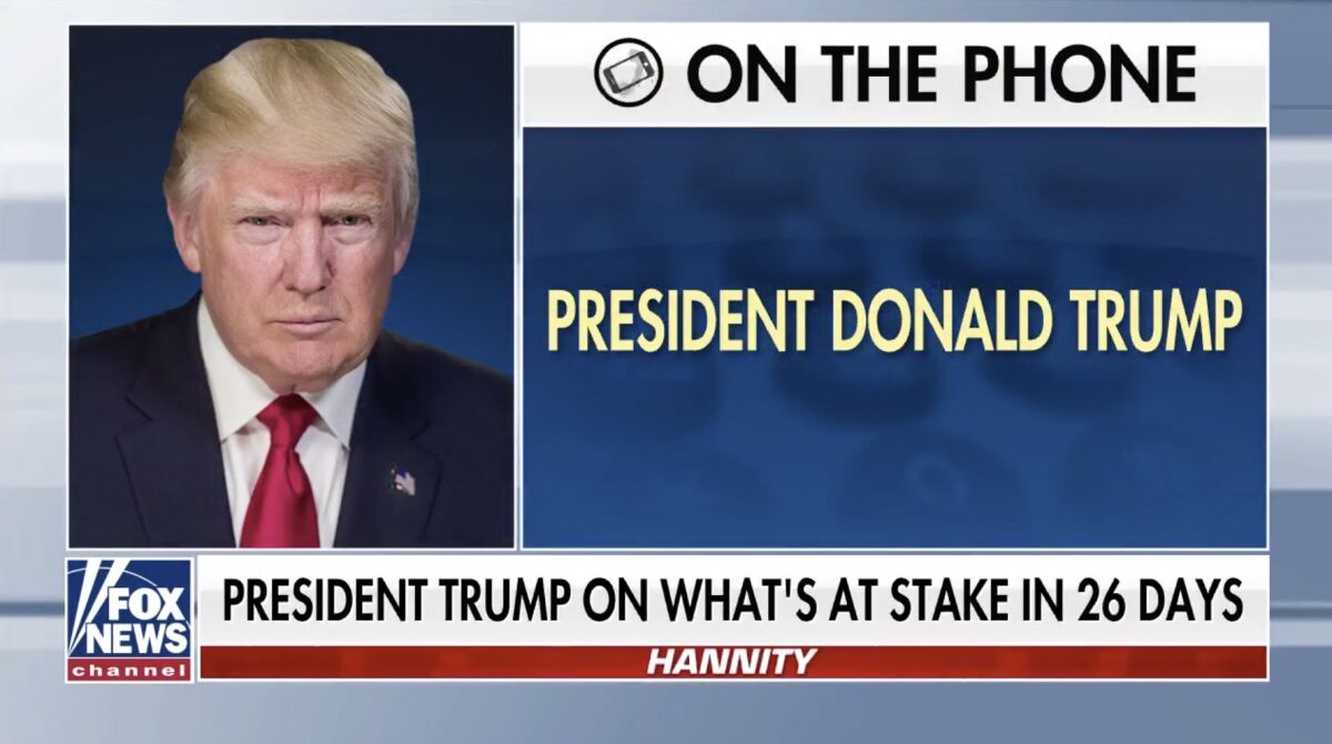 Donald Trump calls into Fox News a month before the 2020 election.