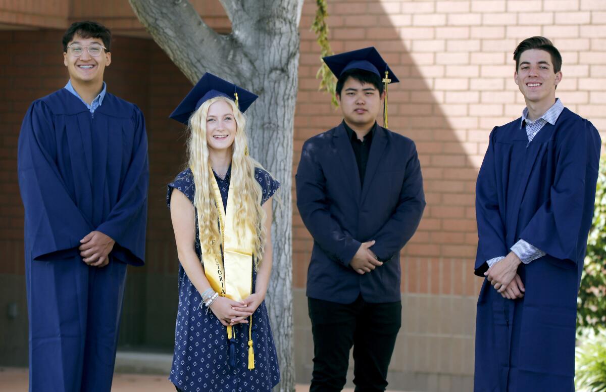 Newport Christian graduating seniors are, from left, Lucas Hernandez, Ashlyn Thompson, Chang Yao (Tommy), Matthew Bowman.