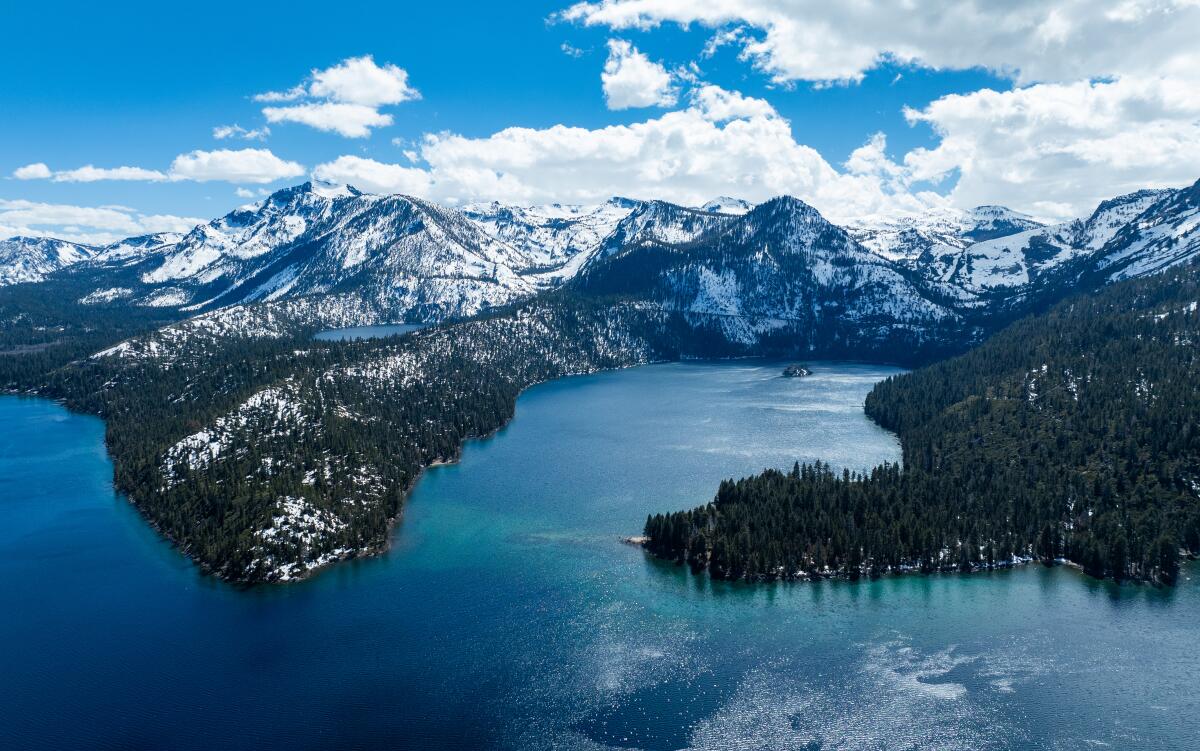 Emerald Bay is seen from Lake Tahoe's southwest rim.