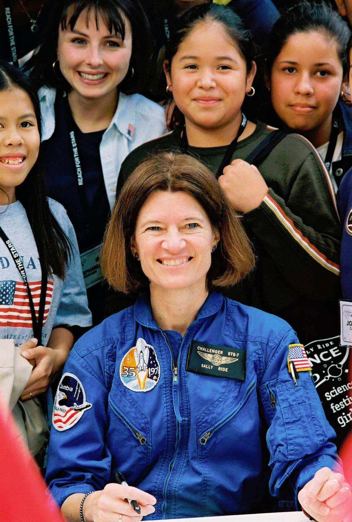 Sally Ride (front) was the first American woman in space and is the namesake of Sally Ride Science. She died in 2012.