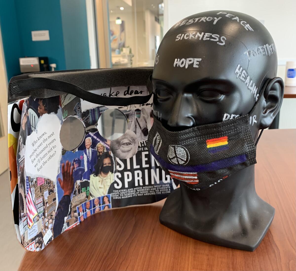 Anna Brown won an honorable mention for her sculpture “2020 in Hindsight: Unmasking the Year.”