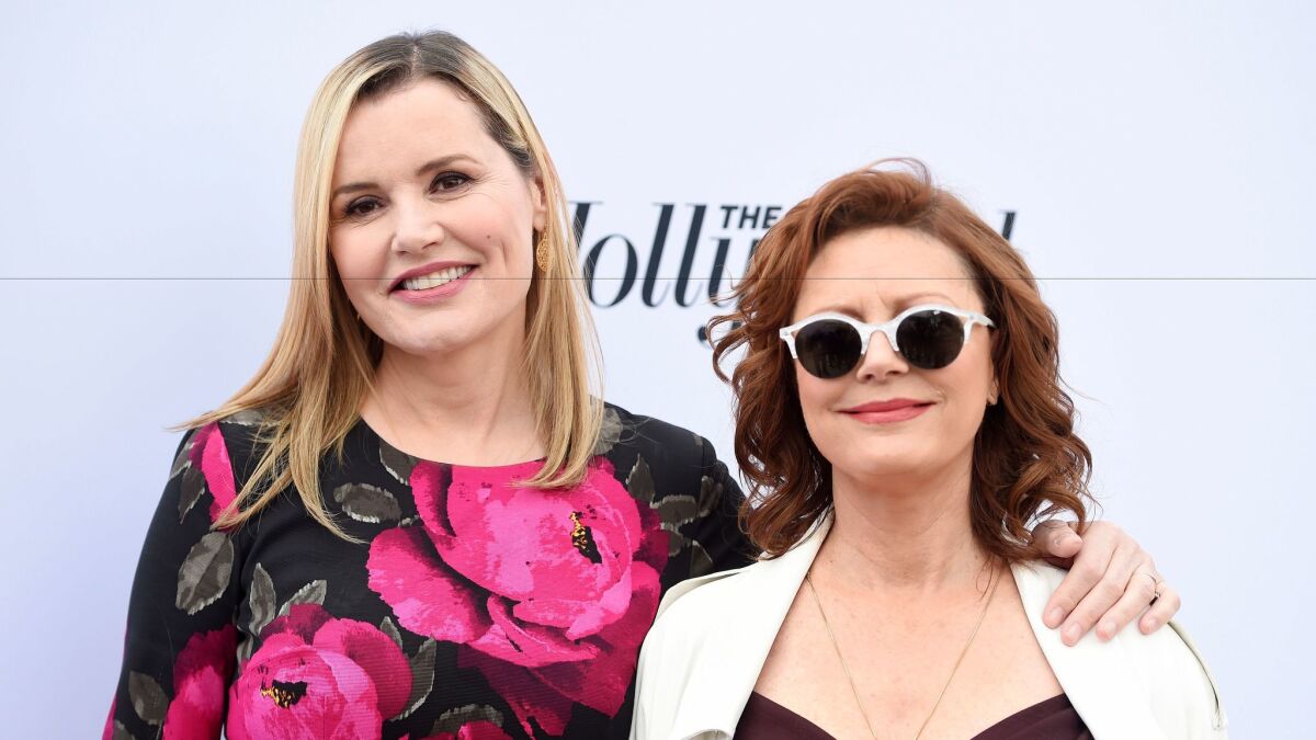 "Thelma & Louise" costars Geena Davis, left, and Susan Sarandon at a December event in L.A.