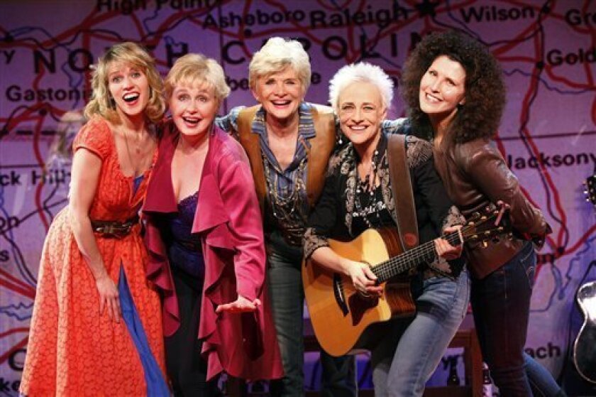 In this book cover image released by Keith Sherman & Associates, from left, Lauren Kennedy, Sally Mayes, Teri Ralston, Gina Stewart and Liza Vann star in the musical "Good Ol' Girls," now playing off-Broadway at the Black Box Theatre in New York. (AP Photo/Keith Sherman & Associates, Carol Rosegg)
