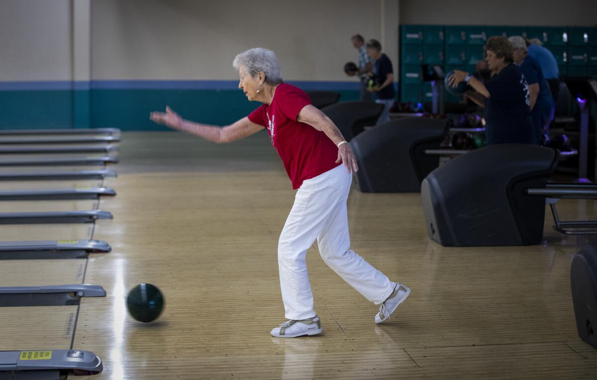 Lillian Solomon is proud that she is bowling her age.