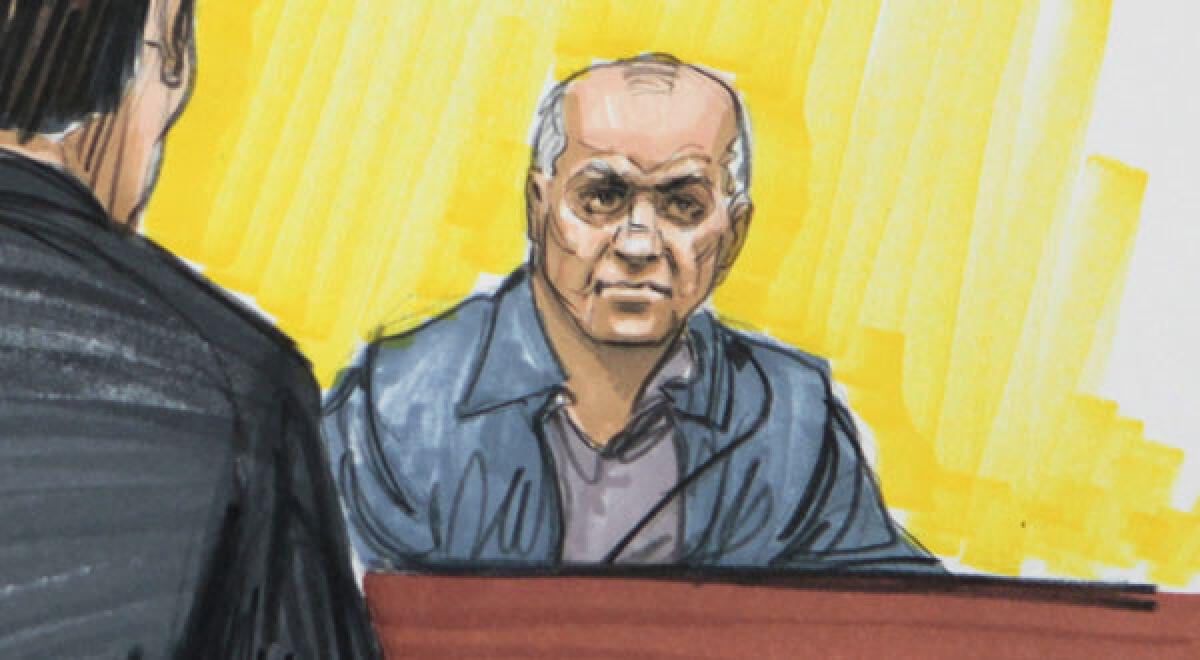 Courtroom sketch shows David Coleman Headley in federal court in Chicago.
