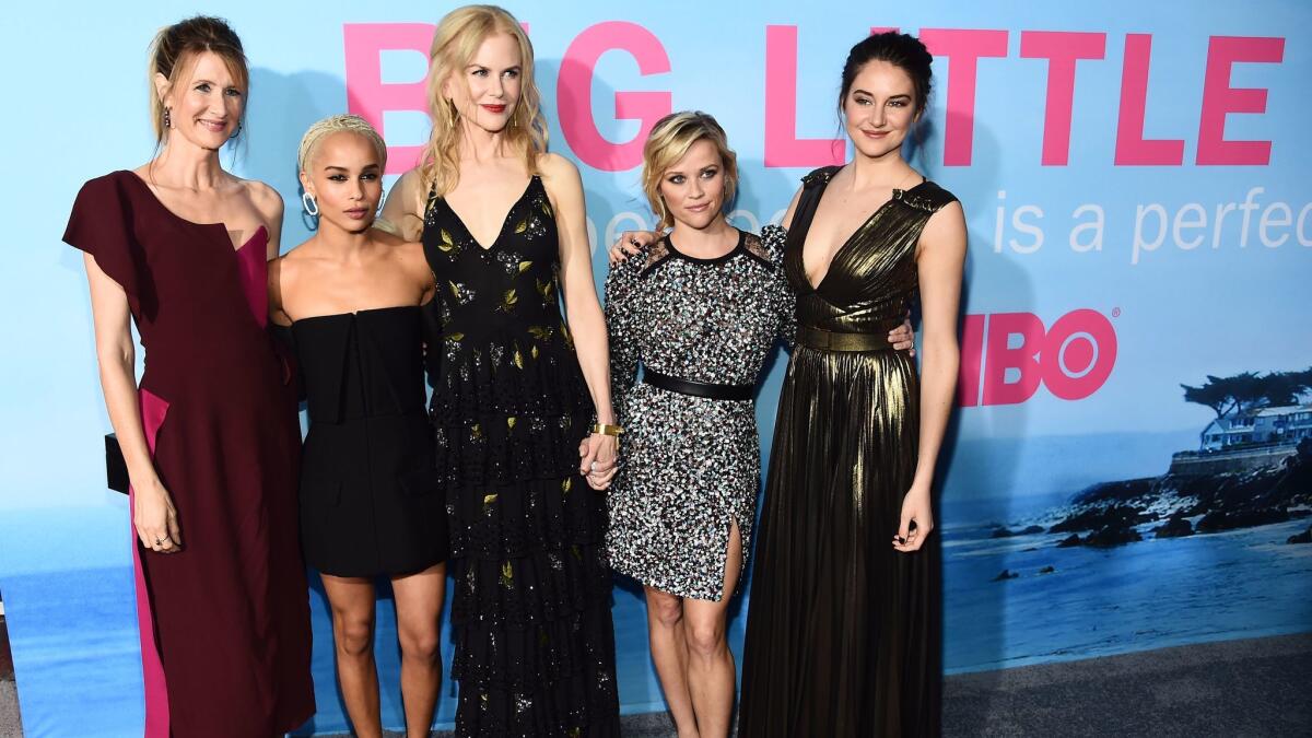 Laura Dern, Nicole Kidman, Shailene Woodley, Zoe Kravitz and Reese Witherspoon at the ‘Big Little Lies’ premiere in February 2017. (Buckner / Variety / REX / Shutterstock / WWD)