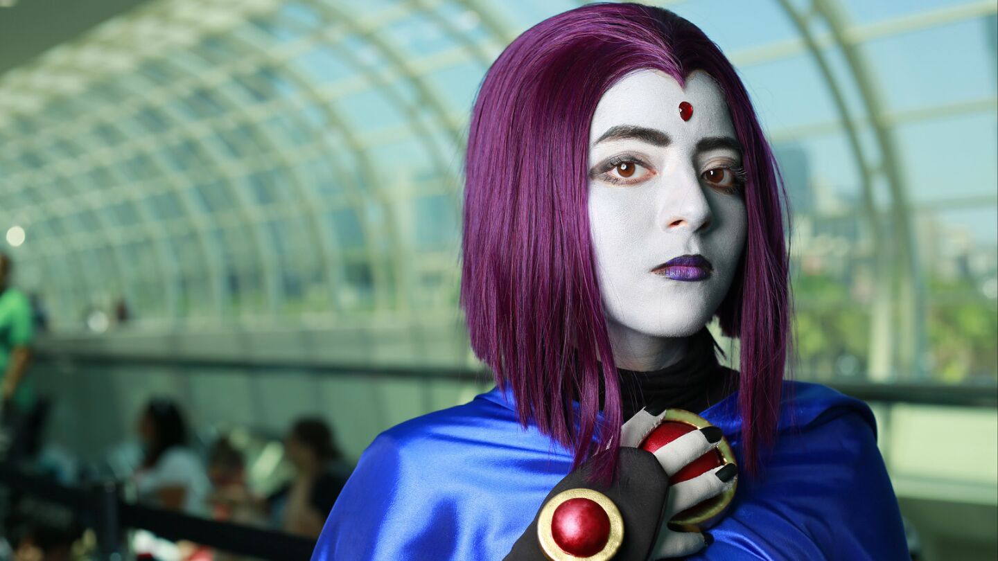 Alina Bartolini of Tijuana is Raven at Comic-Con in San Diego on Saturday.