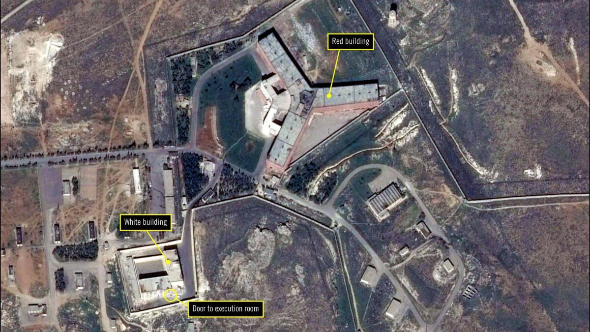 A satellite image released Tuesday by Amnesty International shows the military-run Saydnaya prison in Syria.