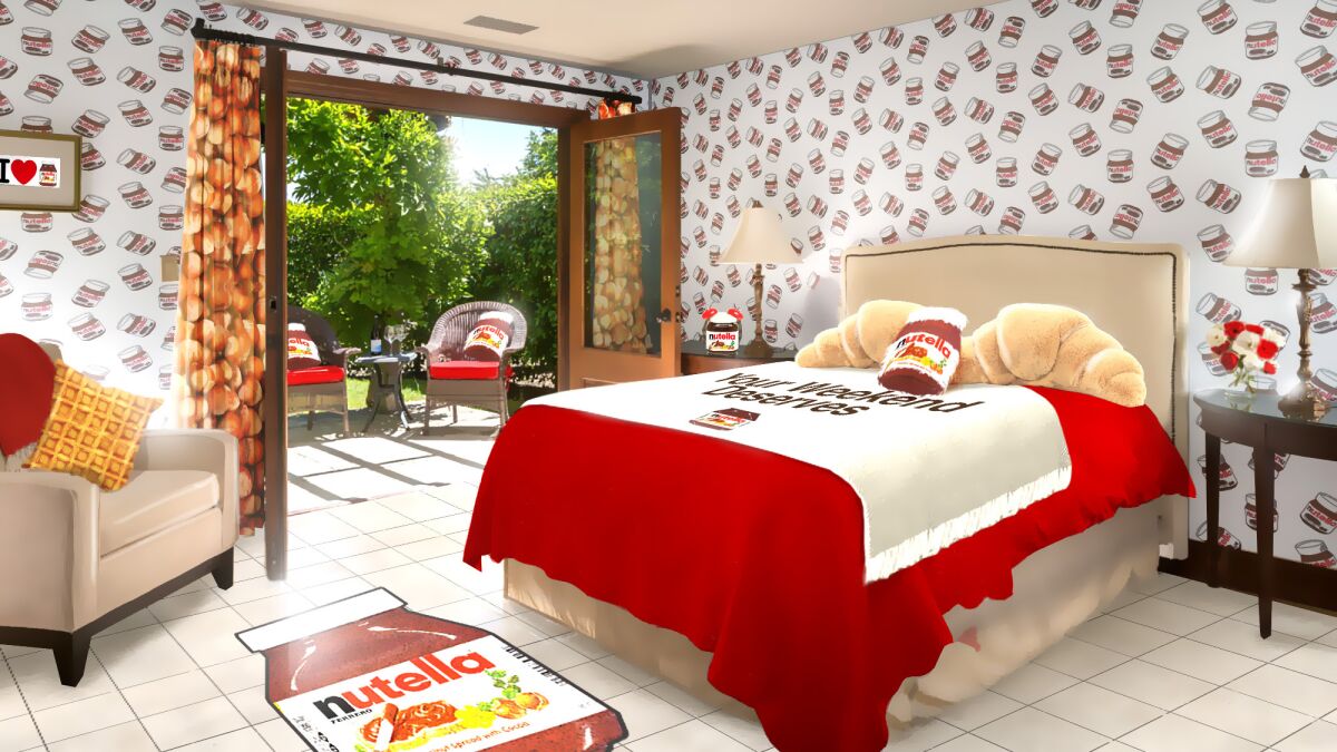 A rendering of what the Hotella Nutella guest room would look like for the January weekend stay.