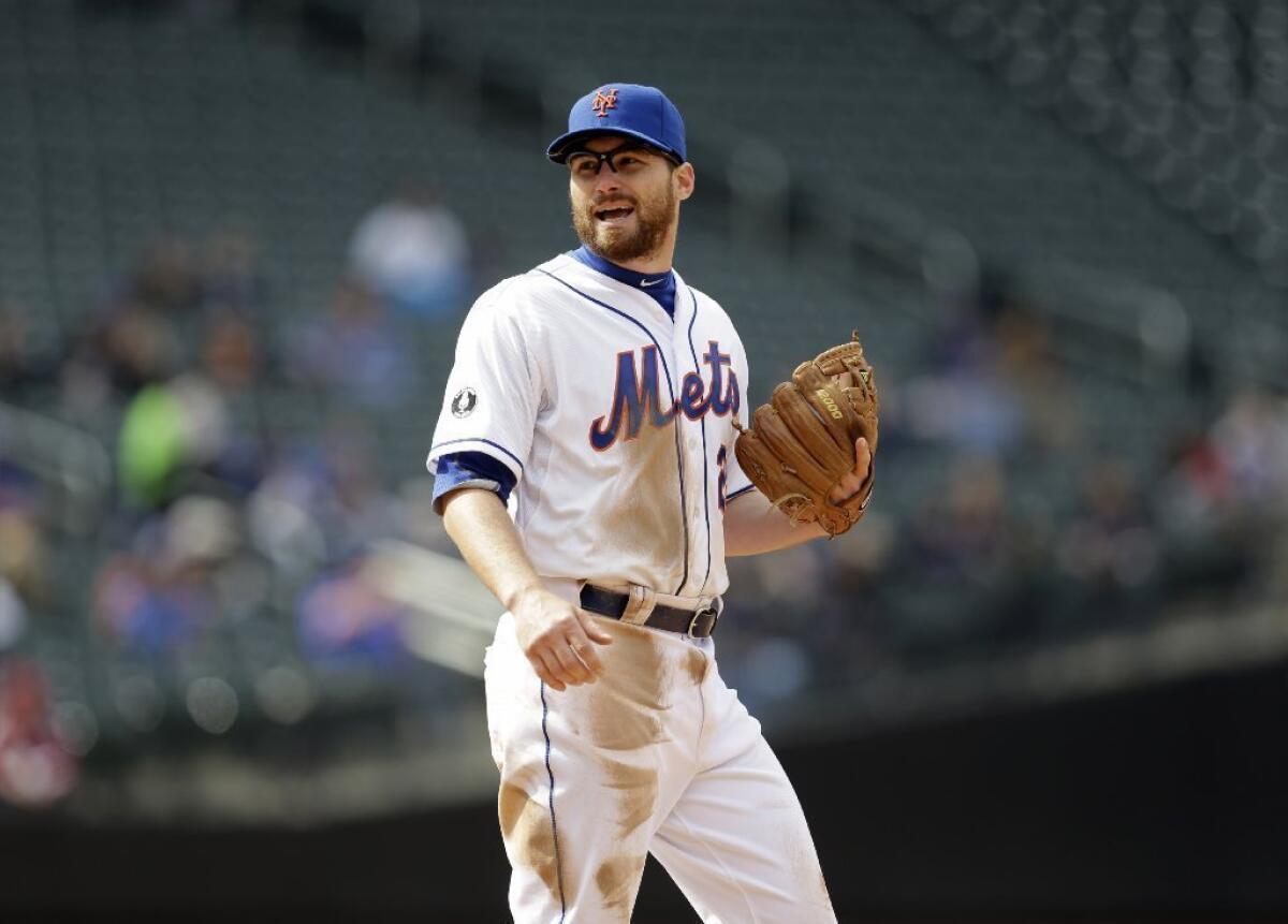 New York Mets infielder Daniel Murphy, seen here during the seventh inning of a game at Citi Field on Thursday, was criticized by two commentators for taking paternity leave.