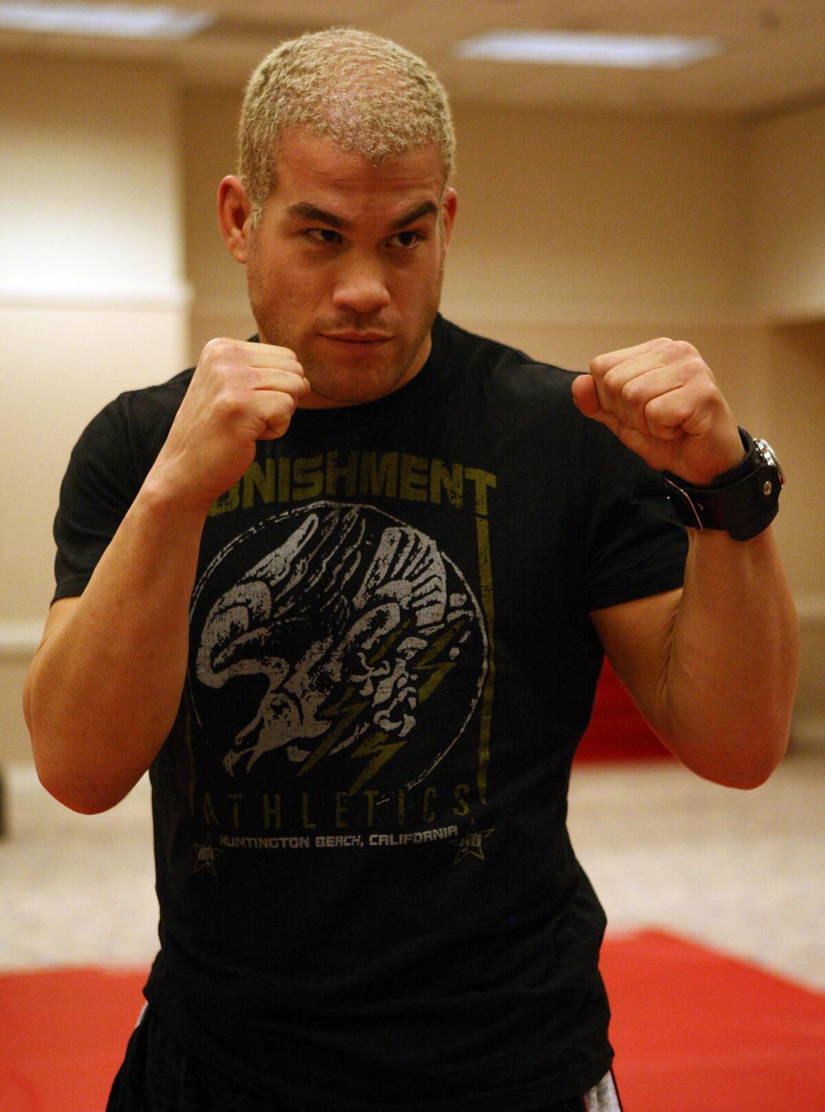 MMA fighter Tito Ortiz, seen here in 2006, was arrested Monday on suspicion of DUI after crashing his Porsche on the 405 Freeway.