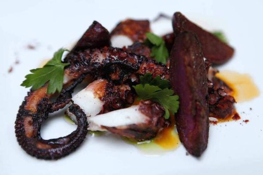 Pulpo Gallego is beer-braised octopus with fingerling potatoes and pimenton served at Ración.