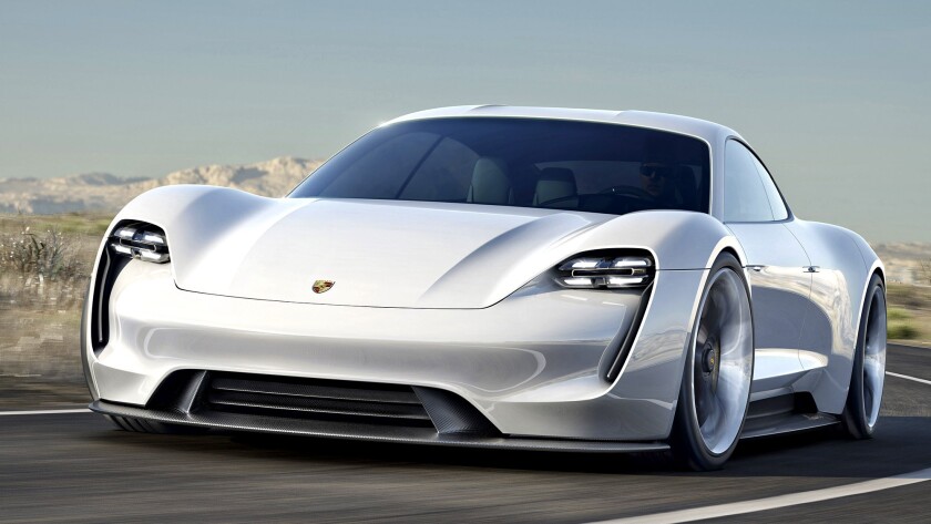 Porsche Unveils All Electric Tesla Fighting Sports Car Los Angeles Times