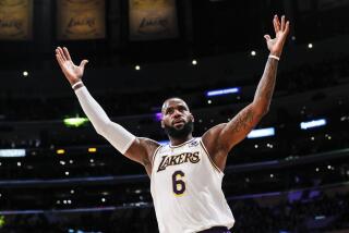 Los Angeles, CA, Sunday, November 28, 2021 - Los Angeles Lakers forward LeBron James (6) exults.