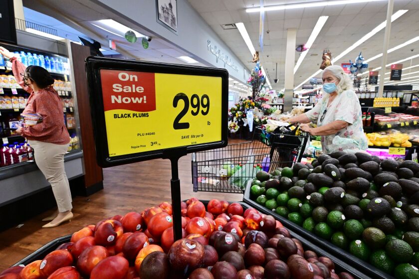 People shop at a grocery supermarket in Alhambra, California, on July 13, 2022. - US consumer price inflation surged 9.1 percent over the past 12 months to June, the fastest increase since November 1981, according to government data released on July 13. Driven by record-high gasoline prices, the consumer price index jumped 1.3 percent in June, the Labor Department reported. (Photo by Frederic J. BROWN / AFP) (Photo by FREDERIC J. BROWN/AFP via Getty Images)