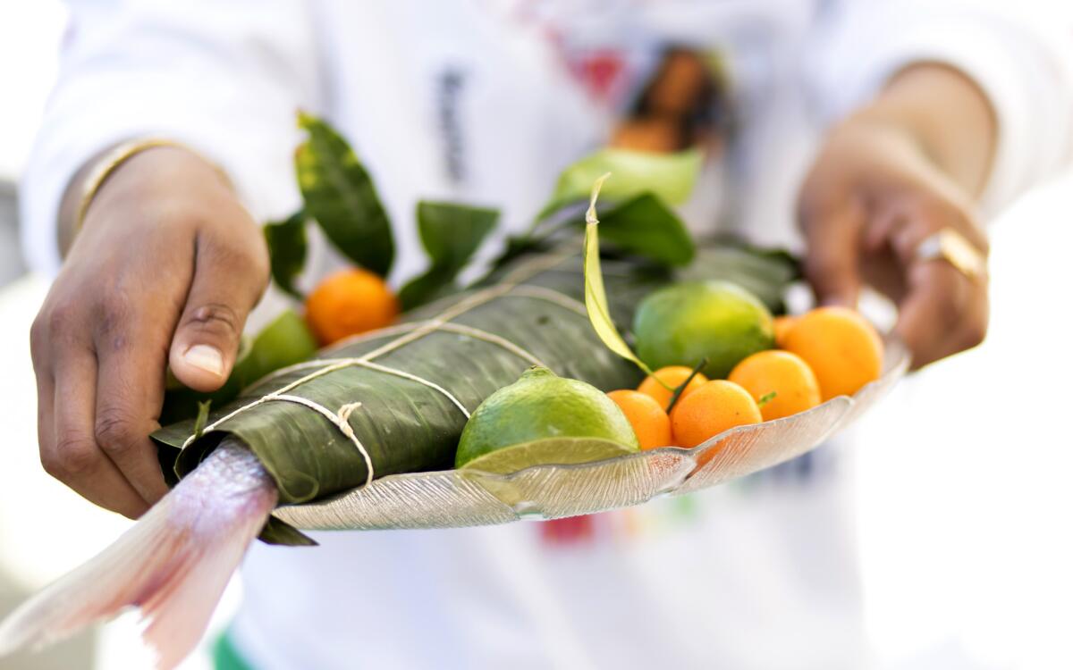 Banana-Leaf Grilled Fish With Filipino Coconut-Adobo Sauce