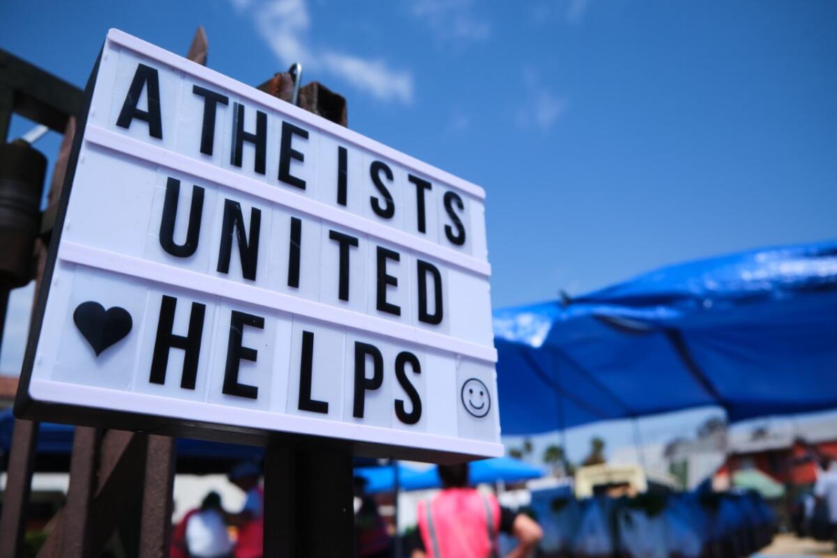 Atheists United hosts a monthly food giveaway to the needy in Los Angeles.