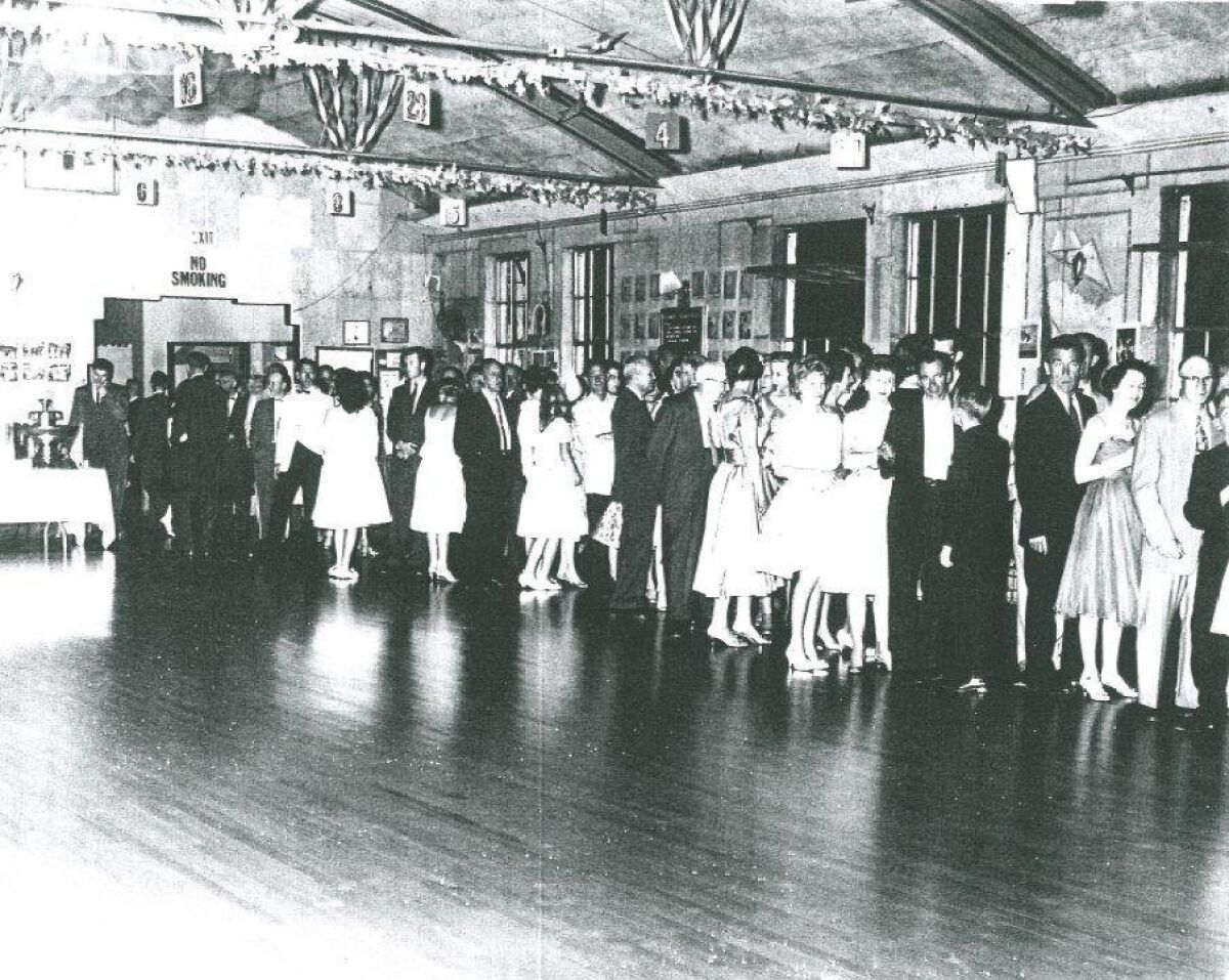 An undated dance party shows revelers dressed up for the occasion.