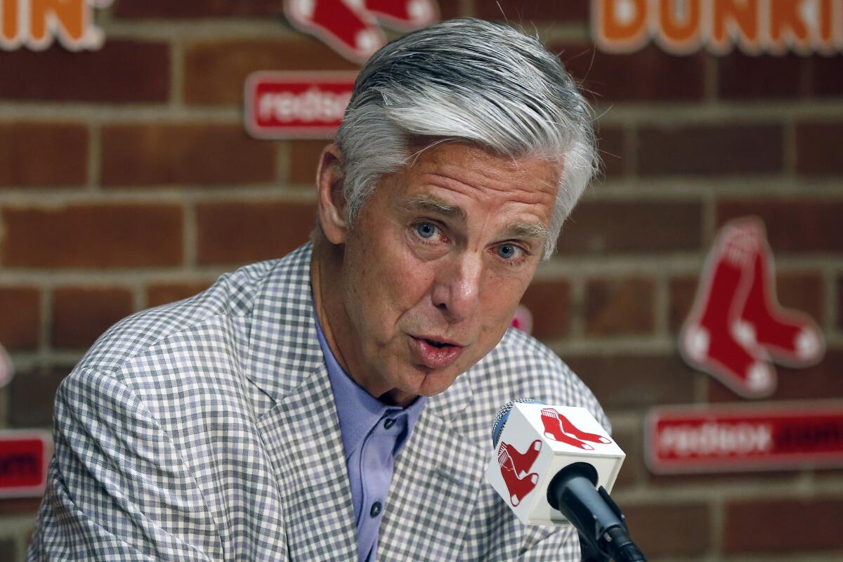 Boston Red Sox President of Baseball Operations Dave Dombrowski speaks during a news conference.
