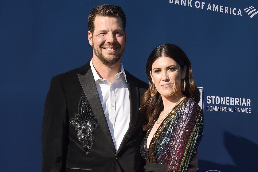 LOS ANGELES, CA - JUNE 12: Rich Hill and Caitlin McClellan arrive at the 5th Annual Blue Diamond Foundation at Dodger Stadium on June 12, 2019 in Los Angeles, California. (Photo by Gregg DeGuire/Getty Images)