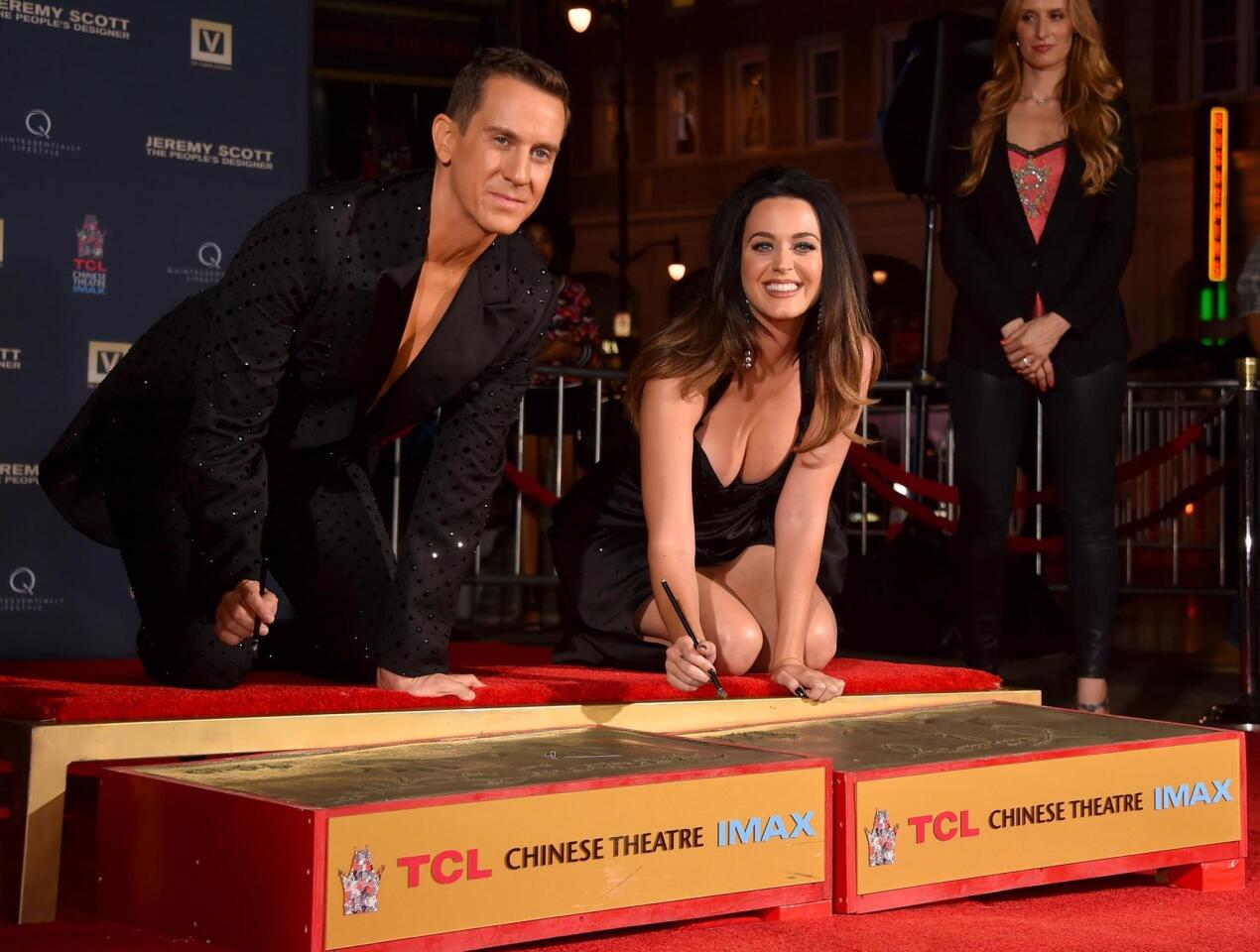 Jeremy Scott, Katy Perry make an impression at TCL Grauman's Chinese Theatre