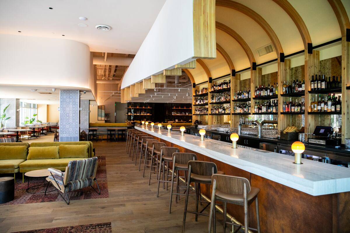 A view of the surf's up bar and dining room at Callie restaurant in East Village.