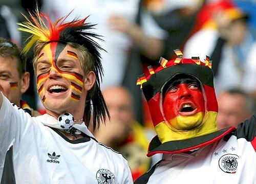 IN THE SPIRIT: German fans before a pre-World Cup match with Colombia in Moenchengladbach, Germany.