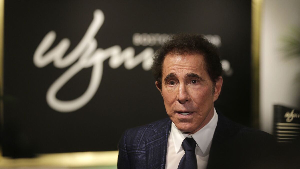 In this March 15, 2016, photo, casino mogul Steve Wynn takes part in a news conference in Medford, Mass.