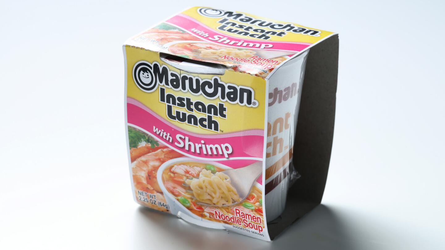 Maruchan instant lunch with shrimp, Tuesday, Oct. 9, 2018. (E. Jason Wambsgans/Chicago Tribune)
