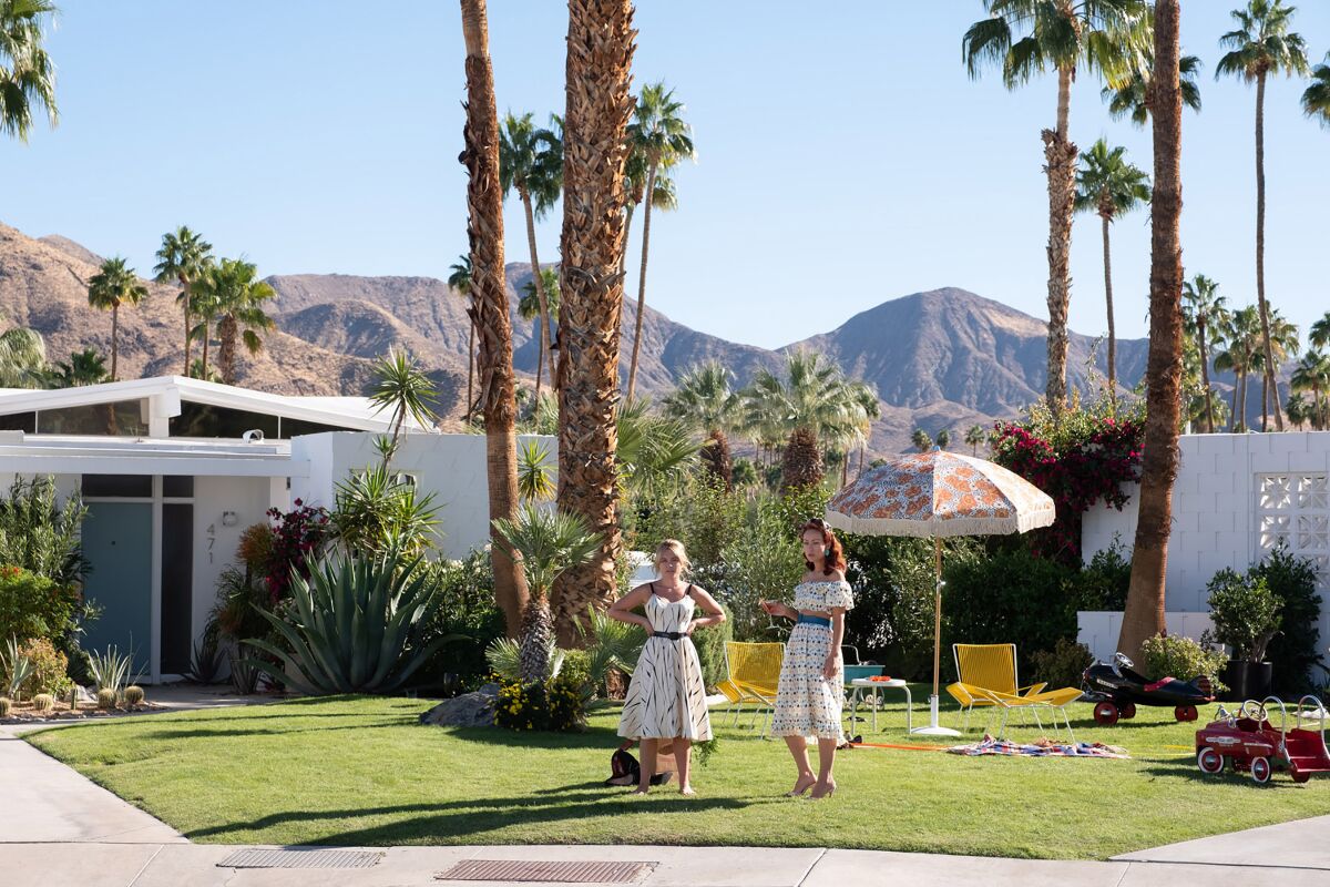 Palm Springs stands in for the otherworldly setting of the Victory Project in "Don't Worry Darling"