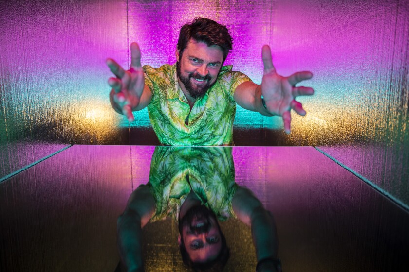 Karl Urban of Amazon's "The Boys" in the Los Angeles Times Photo and Video Studio at the 2019 Comic-Con International.