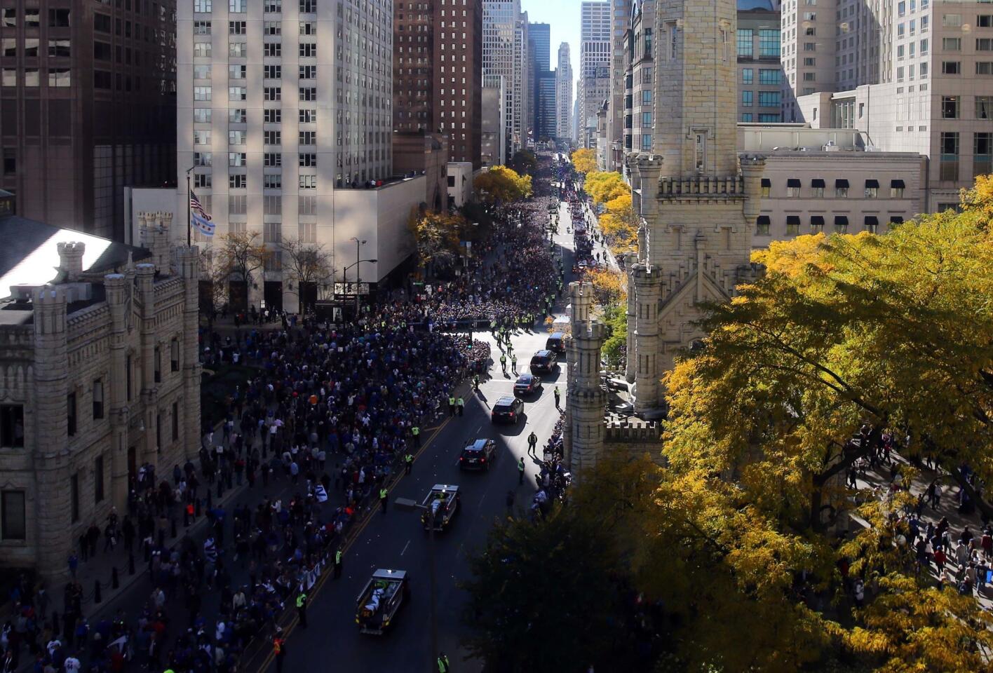 Nov 4, 2016; Chicago, IL, USA; A general view during the World Series victory parade for the Chicago Cubs on Michigan Avenue. Mandatory Credit: Jerry Lai-USA TODAY Sports ** Usable by SD ONLY **