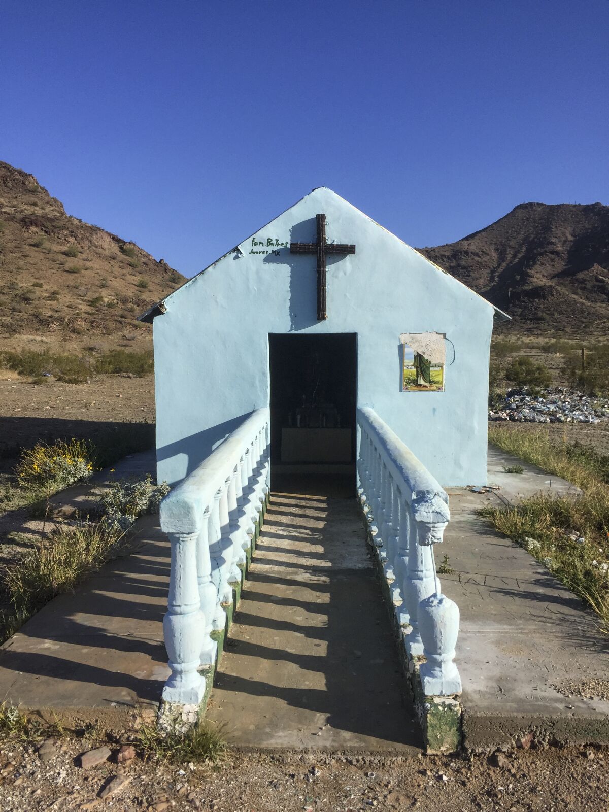 A roadside shrine along Highway 8 in Sonora, Mexico.