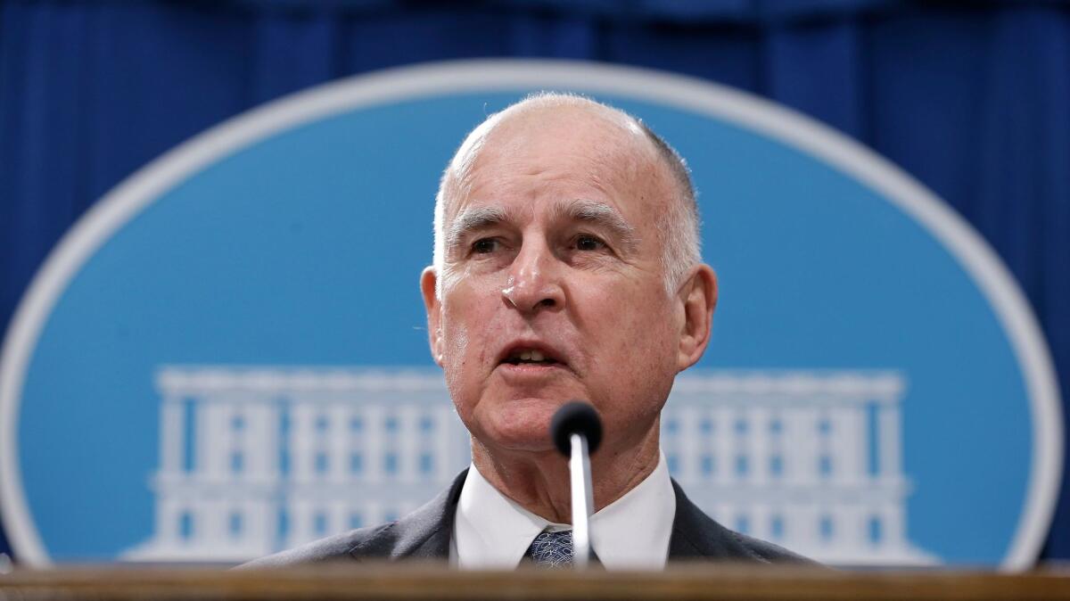 California Gov. Jerry Brown in Sacramento, Calif. on Jan. 10.