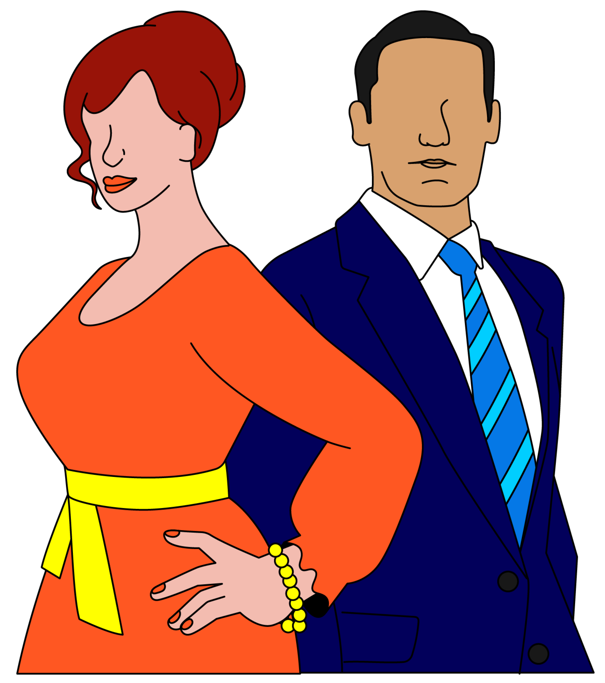 Illustration of Joan and Don from "Mad Men"