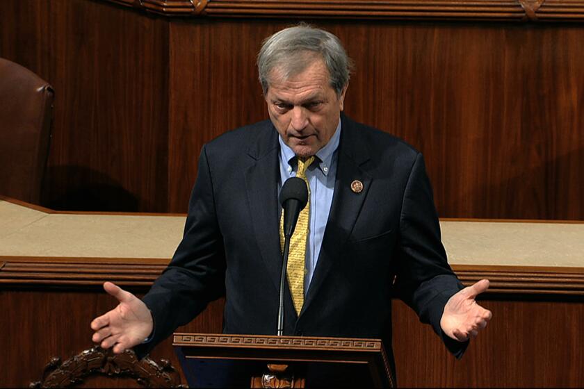 Rep. Mark DeSaulnier, D-Calf., speaks as the House of Representatives debates the articles of impeachment against President Donald Trump at the Capitol in Washington, Wednesday, Dec. 18, 2019. (House Television via AP)