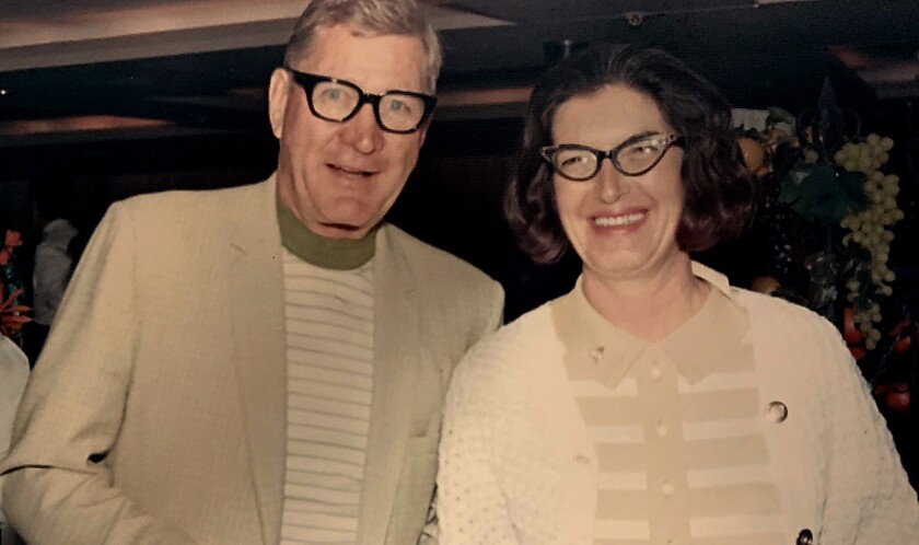 Rudy Heimark and his wife, Pat. Their firm, Triangle Distributing Co., began hauling beer in the 1930s.