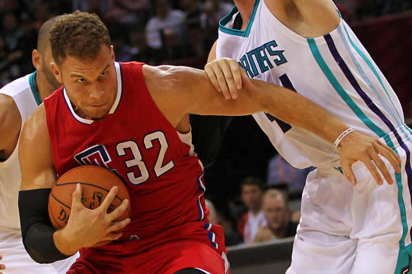 Clippers forward Blake Griffin in action during a game against the Charlotte Hornets as part of the 2015 NBA Global Games China in Shenzhen, China.