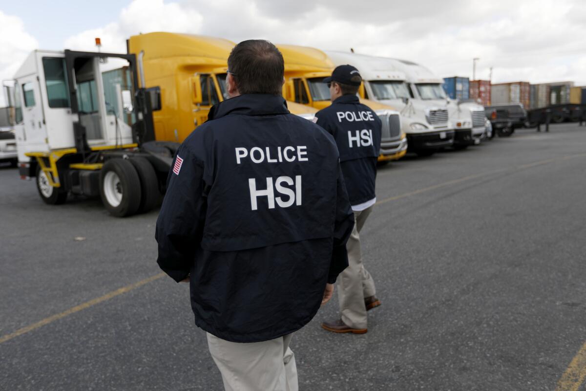 Homeland Security Investigations, the investigative arm of ICE, serves several businesses with notices that they have been targeted to be audited in Compton, Calif., in February 2018.