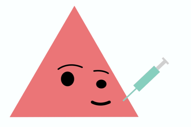 Image of triangle character getting vaccinated