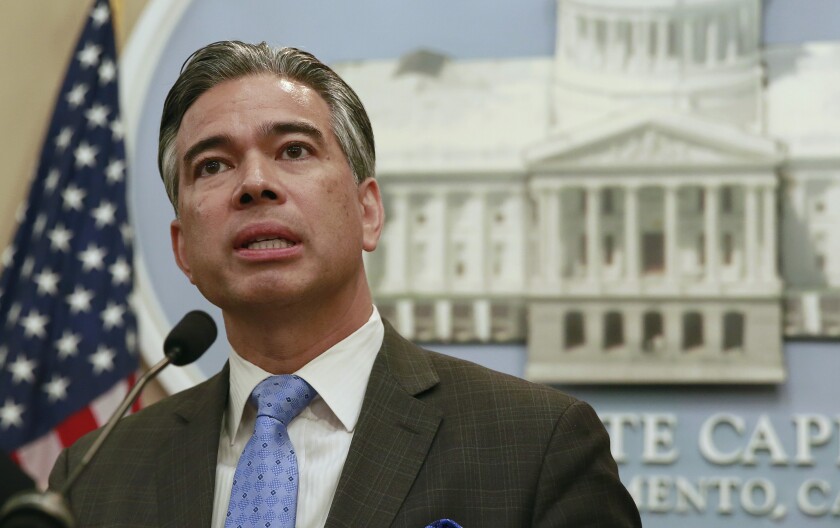 Assemblyman Rob Bonta speaks during a news conference in Sacramento in 2018.