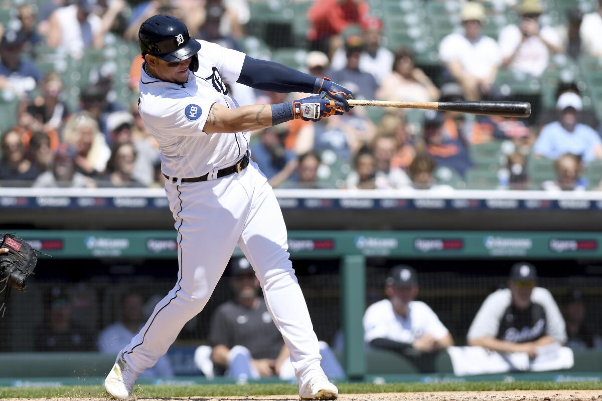 Detroit Tigers first baseman Miguel Cabrera hits the ground running on Day 1