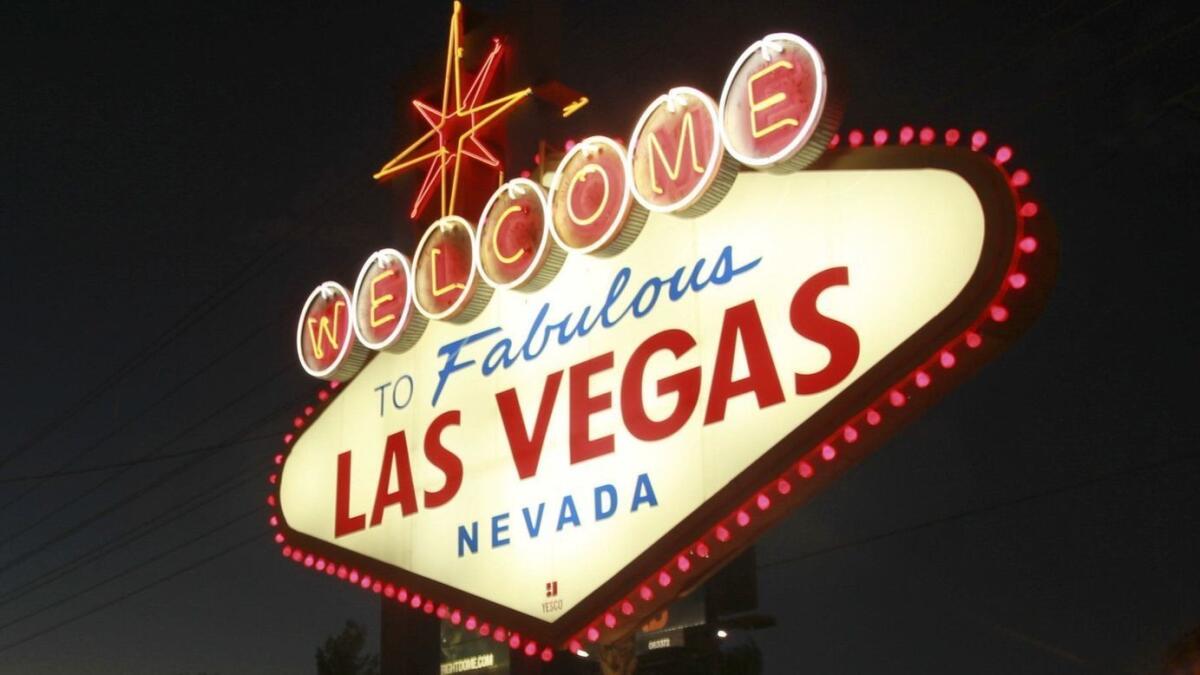 A file photo of the Fabulous Las Vegas sign, which is nearly 60.